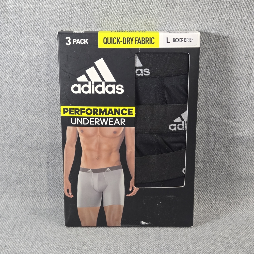 Adidas Quick-Dry Fabric Performance 3-Pack Boxer Brief Black Men | Size L